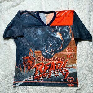 Vintage 1990s Chicago Bears NFL All Over Print Mesh Jersey CCM Size XL